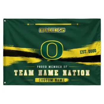 Oregon Ducks House Flag Personalized Brushed Streaks Green Best Selling