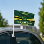 Oregon Ducks House Flag Personalized Brushed Streaks Green Best Selling