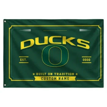 Oregon Ducks House Flag Personalized Ornate Border Green Best Selling
