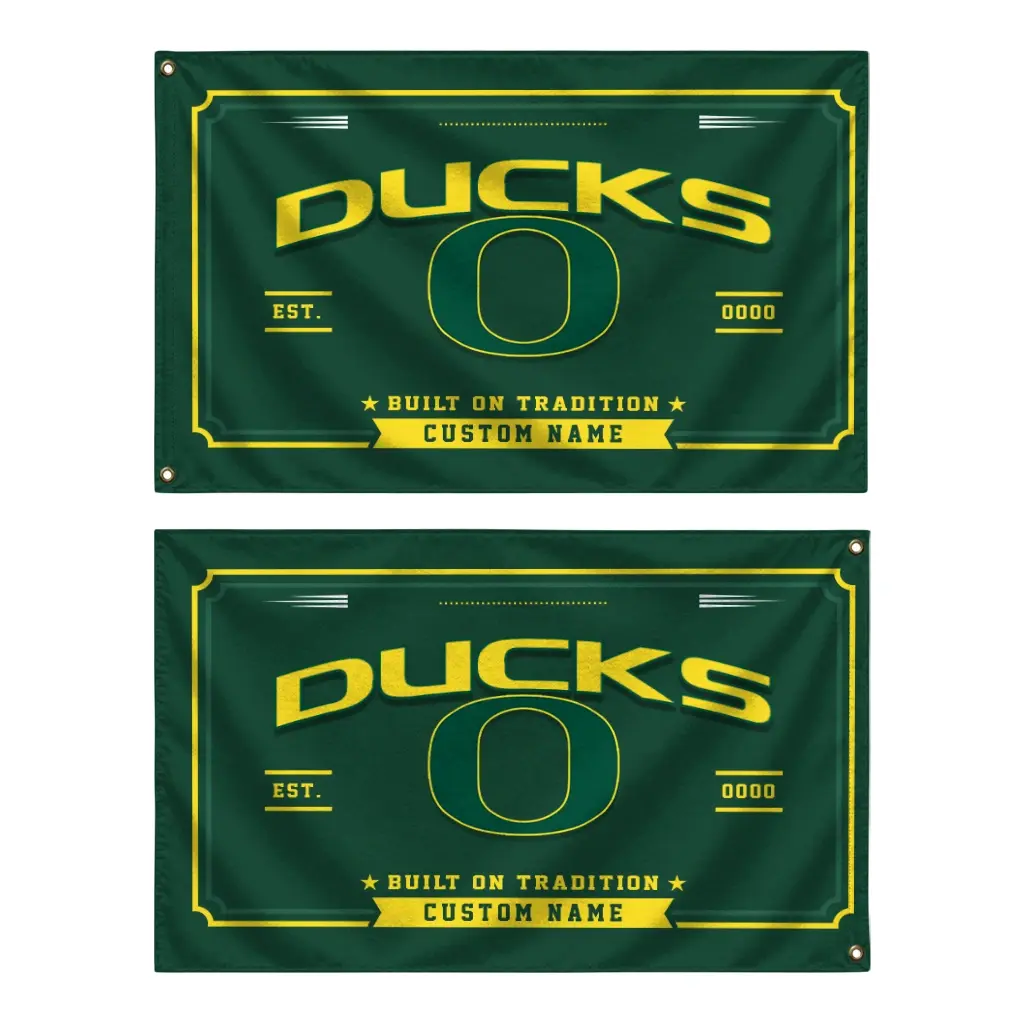 Oregon Ducks House Flag Personalized Ornate Border Green Fashion Forward Oregon Ducks House Flag Personalized Ornate Border Green Fashion Forward