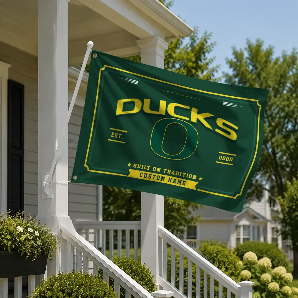 Oregon Ducks House Flag Personalized Ornate Border Green New Arrival Oregon Ducks House Flag Personalized Ornate Border Green New Arrival