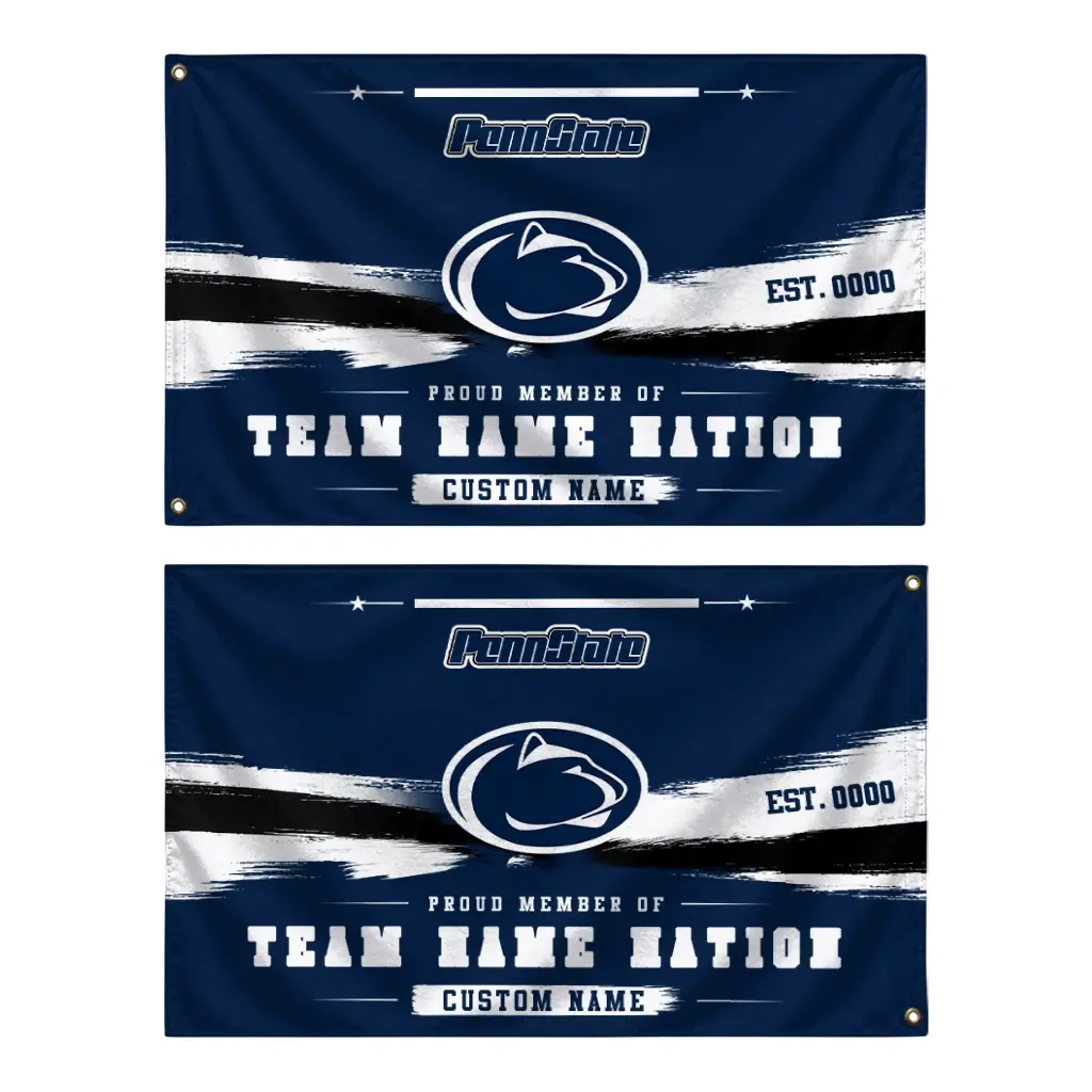 Penn State Nittany Lions House Flag Custom Brushed Streaks Blue Fashion Forward Penn State Nittany Lions House Flag Custom Brushed Streaks Blue Fashion Forward
