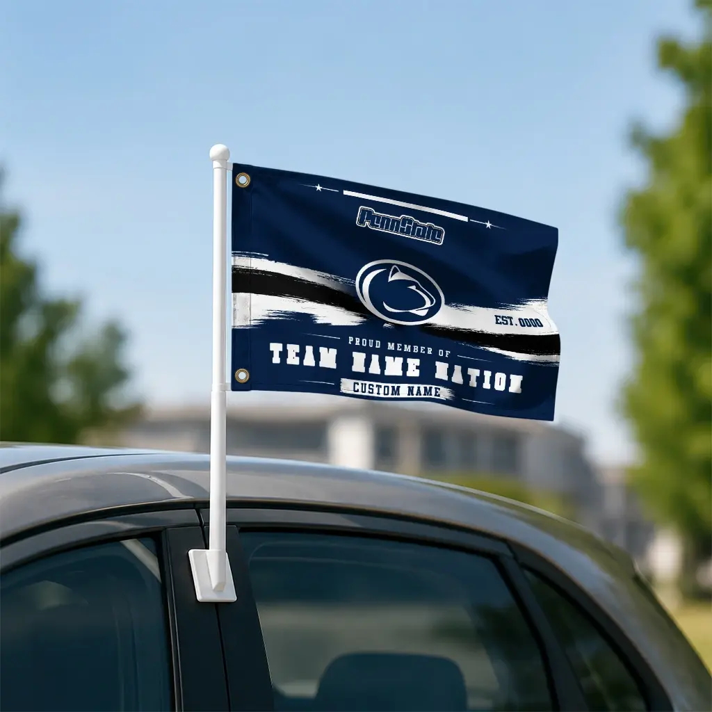 Penn State Nittany Lions House Flag Custom Brushed Streaks Blue Latest Model Penn State Nittany Lions House Flag Custom Brushed Streaks Blue Latest Model