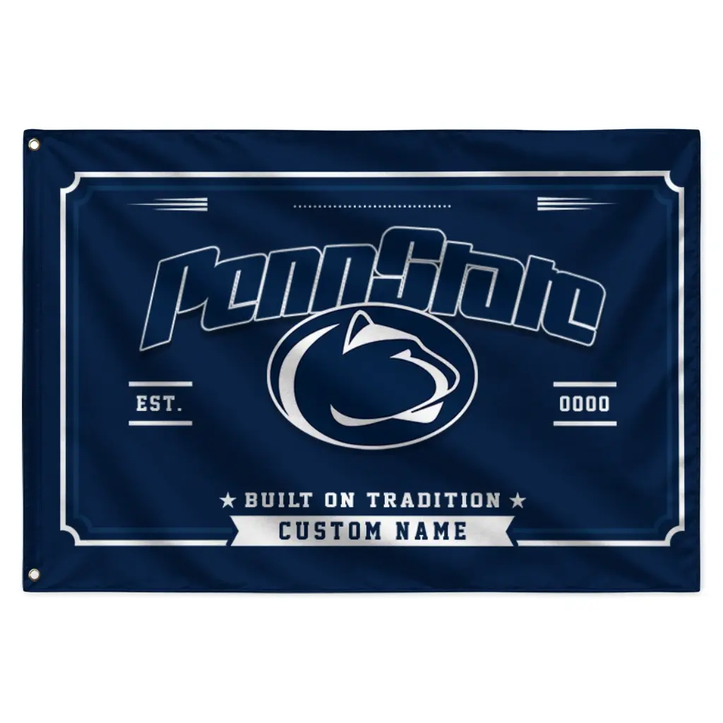 Penn State Nittany Lions House Flag Custom Ornate Border Blue Best Selling Penn State Nittany Lions House Flag Custom Ornate Border Blue Best Selling