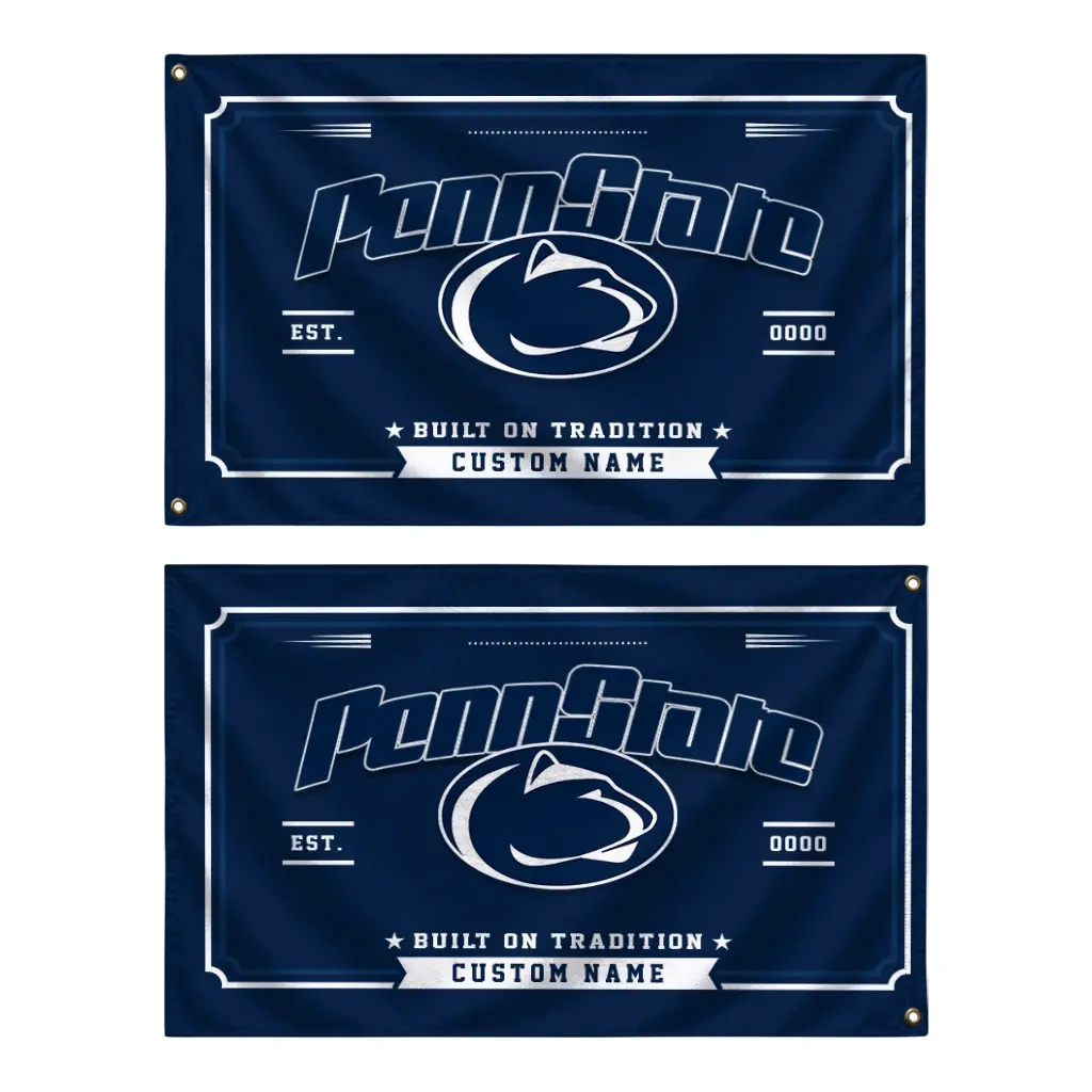 Penn State Nittany Lions House Flag Custom Ornate Border Blue Fashion Forward Penn State Nittany Lions House Flag Custom Ornate Border Blue Fashion Forward