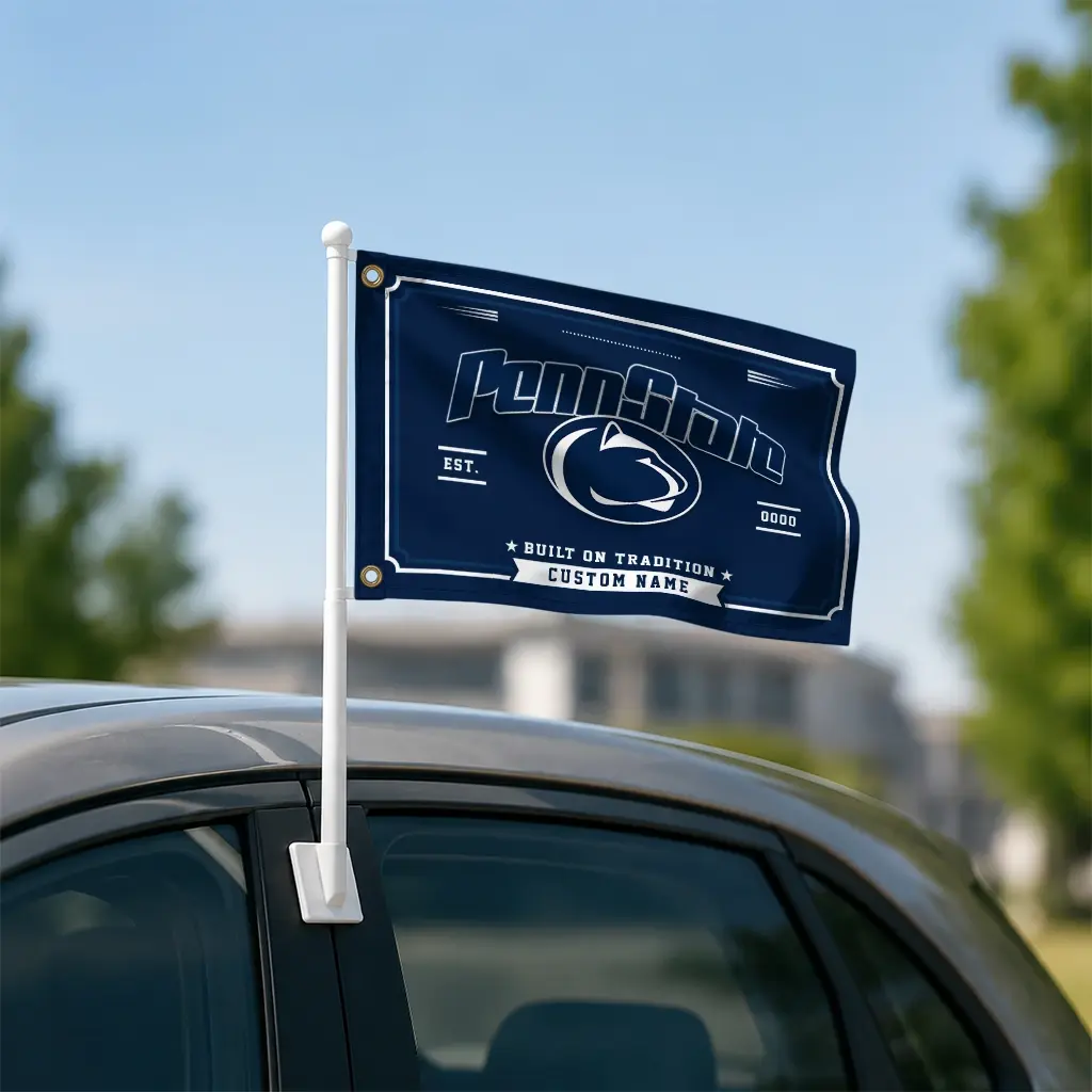 Penn State Nittany Lions House Flag Custom Ornate Border Blue Latest Model Penn State Nittany Lions House Flag Custom Ornate Border Blue Latest Model