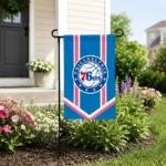 Philadelphia 76ers Garden Flag Personalized Chevron Stripes Blue Best Selling