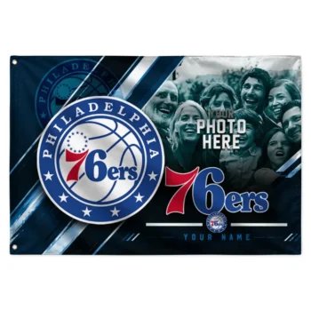 Philadelphia 76ers House Flag Custom Diagonal Stripes Blue Best Selling
