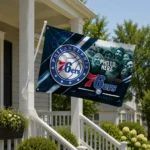 Philadelphia 76ers House Flag Custom Diagonal Stripes Blue Best Selling