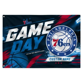 Philadelphia 76ers House Flag Custom Energy Brushstrokes Blue Best Selling