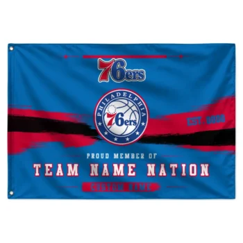 Philadelphia 76ers House Flag Personalized Brushed Streaks Blue Best Selling