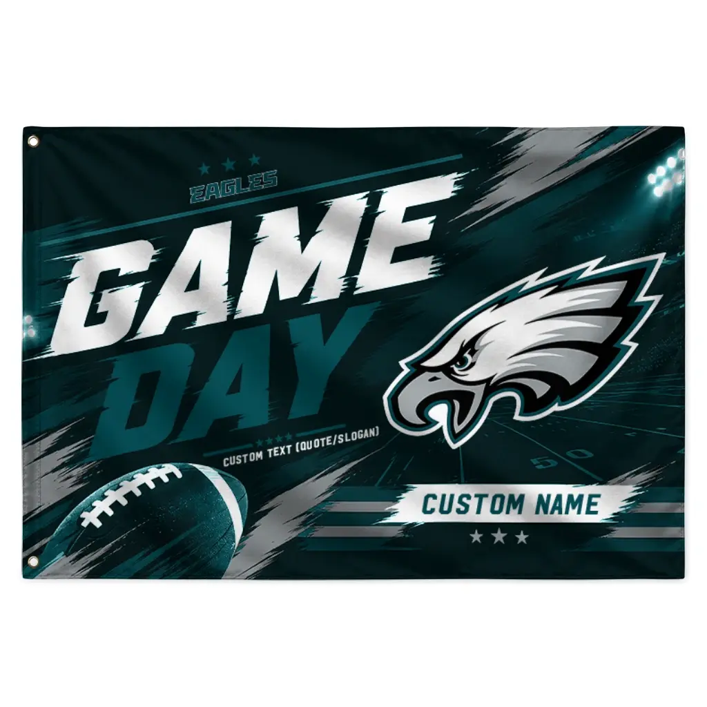 Philadelphia Eagles House Flag Customized Action Streaks Green Best Selling Philadelphia Eagles House Flag Customized Action Streaks Green Best Selling