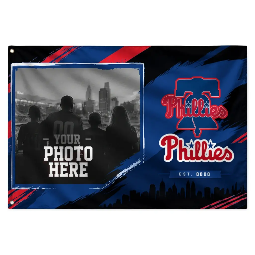 Philadelphia Phillies House Flag Custom Framed Photo Blue Black Best Selling Philadelphia Phillies House Flag Custom Framed Photo Blue Black Best Selling