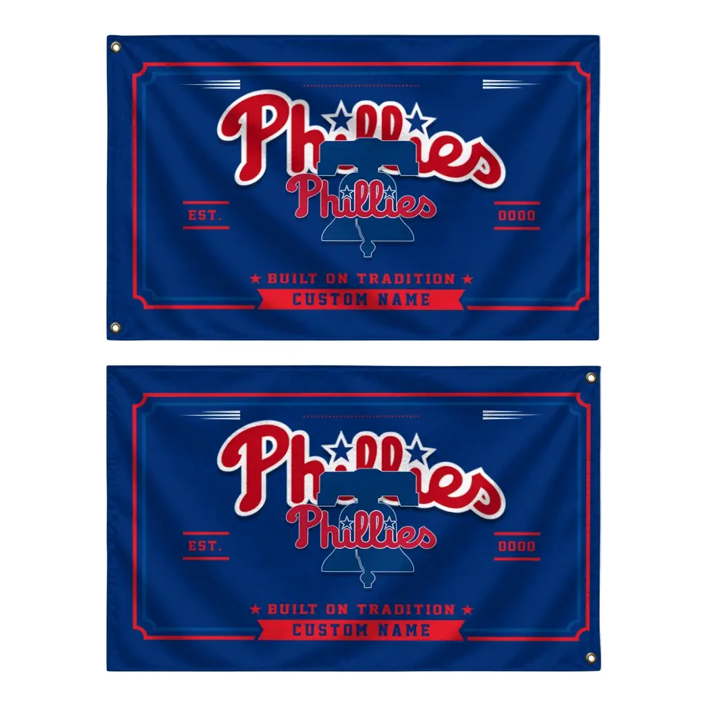 Philadelphia Phillies House Flag Customized Ornate Border Blue Fashion Forward Philadelphia Phillies House Flag Customized Ornate Border Blue Fashion Forward