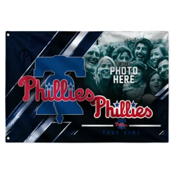 Philadelphia Phillies House Flag Personalized Diagonal Stripes Blue Best Selling