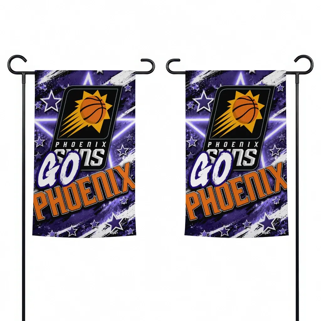 Phoenix Suns Garden Flag Customized Glowing Star Purple Fashion Forward Phoenix Suns Garden Flag Customized Glowing Star Purple Fashion Forward