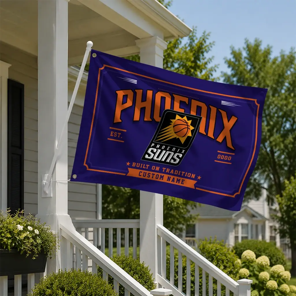 Phoenix Suns House Flag Custom Ornate Border Purple New Arrival Phoenix Suns House Flag Custom Ornate Border Purple New Arrival