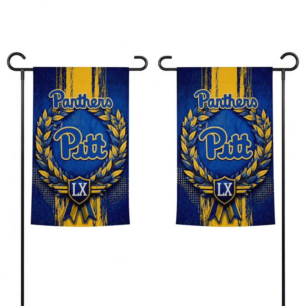 Pittsburgh Panthers Garden Flag Personalized Laurel Wreath Royal Blue Fashion Forward Pittsburgh Panthers Garden Flag Personalized Laurel Wreath Royal Blue Fashion Forward