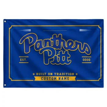 Pittsburgh Panthers House Flag Custom Ornate Border Royal Blue Best Selling