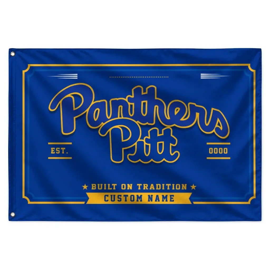 Pittsburgh Panthers House Flag Custom Ornate Border Royal Blue Best Selling Pittsburgh Panthers House Flag Custom Ornate Border Royal Blue Best Selling