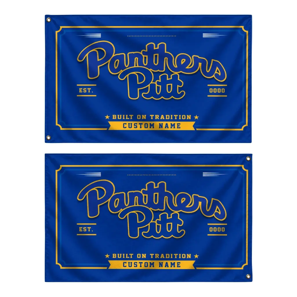 Pittsburgh Panthers House Flag Custom Ornate Border Royal Blue Fashion Forward Pittsburgh Panthers House Flag Custom Ornate Border Royal Blue Fashion Forward