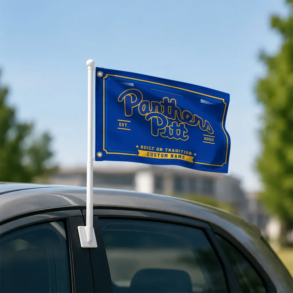 Pittsburgh Panthers House Flag Custom Ornate Border Royal Blue Latest Model Pittsburgh Panthers House Flag Custom Ornate Border Royal Blue Latest Model