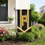 Pittsburgh Pirates Garden Flag Personalized Chevron Stripes Black Best Selling