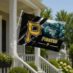 Pittsburgh Pirates House Flag Custom Diagonal Stripes Black Best Selling