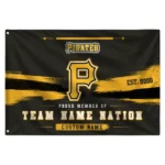 Pittsburgh Pirates House Flag Personalized Brushed Streaks Black Best Selling