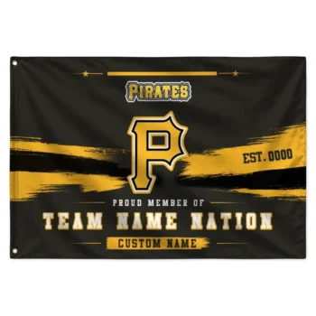 Pittsburgh Pirates House Flag Personalized Brushed Streaks Black Best Selling