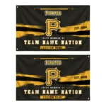 Pittsburgh Pirates House Flag Personalized Brushed Streaks Black Best Selling