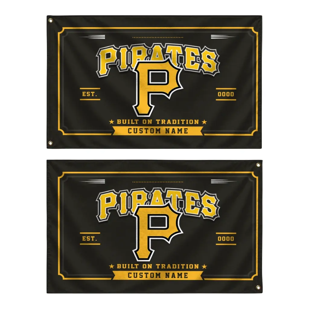 Pittsburgh Pirates House Flag Personalized Ornate Border Black Fashion Forward Pittsburgh Pirates House Flag Personalized Ornate Border Black Fashion Forward