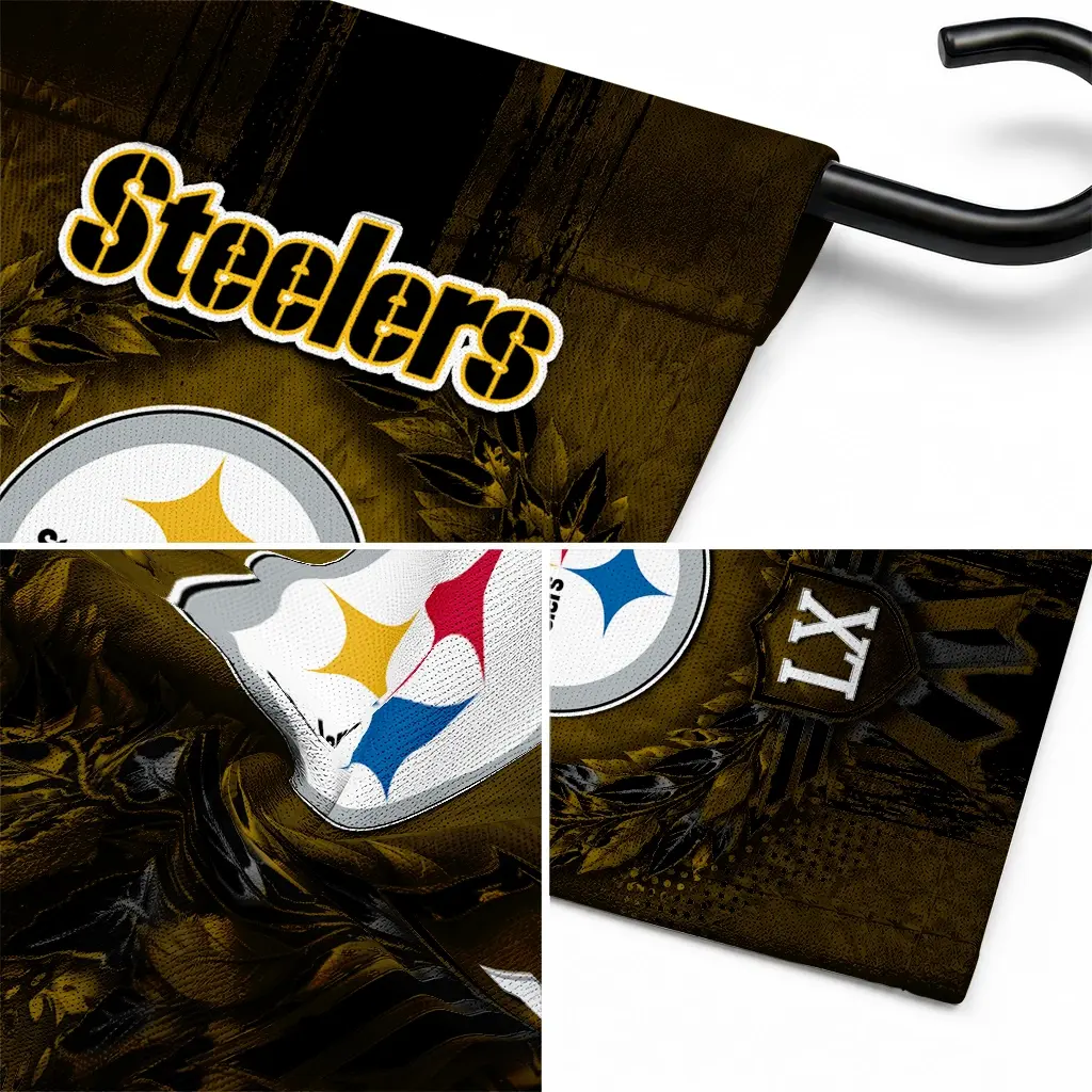 Pittsburgh Steelers Garden Flag Custom Laurel Wreath Gold Latest Model Pittsburgh Steelers Garden Flag Custom Laurel Wreath Gold Latest Model