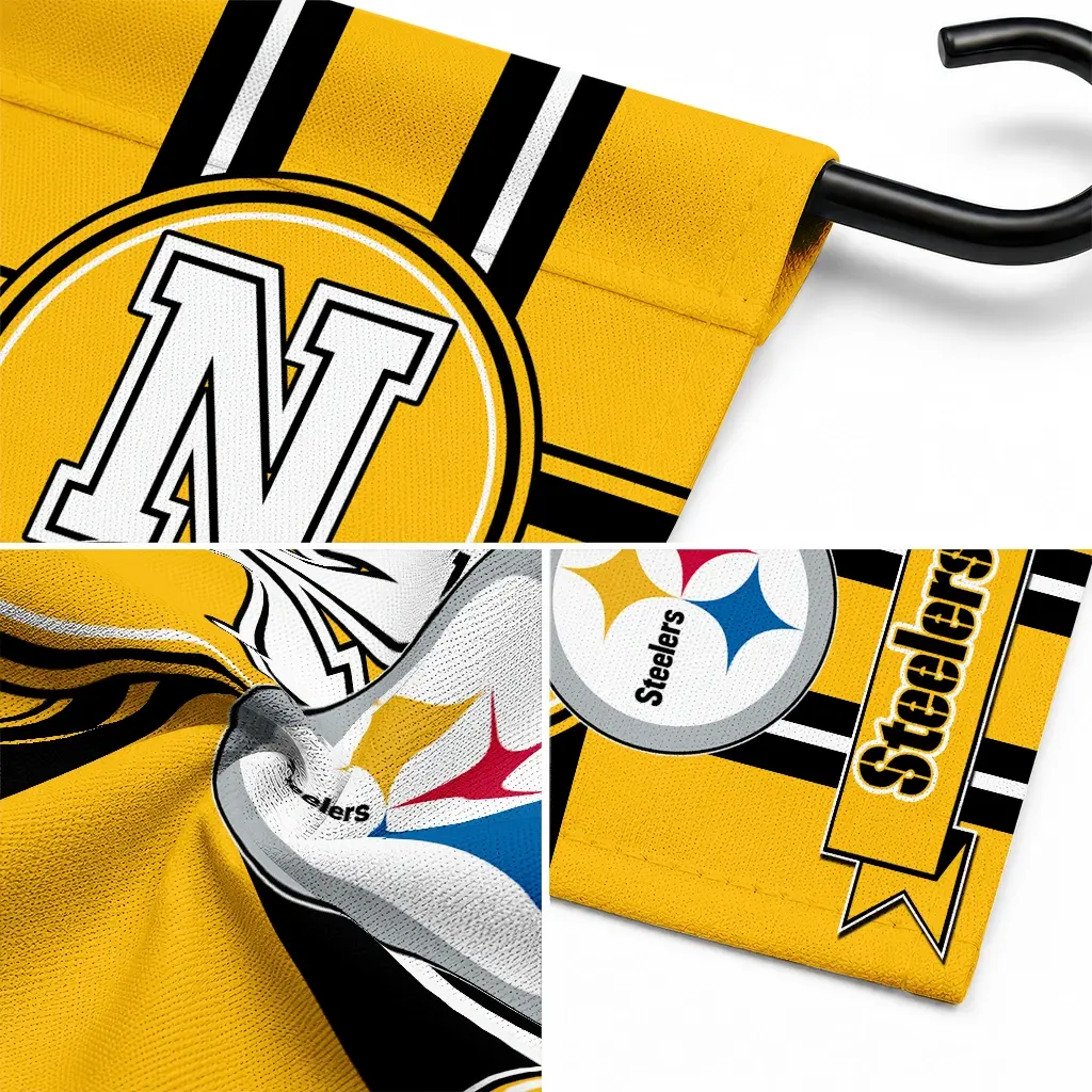 Pittsburgh Steelers Garden Flag Customized Circle Medallion Gold Latest Model Pittsburgh Steelers Garden Flag Customized Circle Medallion Gold Latest Model