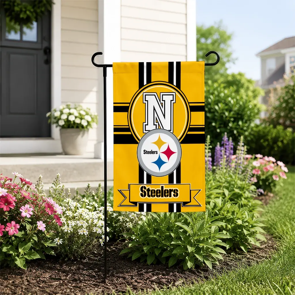 Pittsburgh Steelers Garden Flag Customized Circle Medallion Gold New Arrival Pittsburgh Steelers Garden Flag Customized Circle Medallion Gold New Arrival