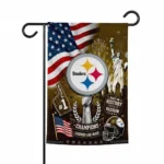 Pittsburgh Steelers Garden Flag - Customized Icon Collage Gold