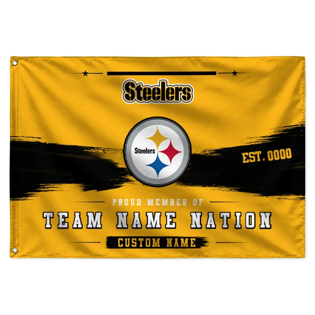 Pittsburgh Steelers House Flag Customized Brushed Streaks Gold Best Selling Pittsburgh Steelers House Flag Customized Brushed Streaks Gold Best Selling