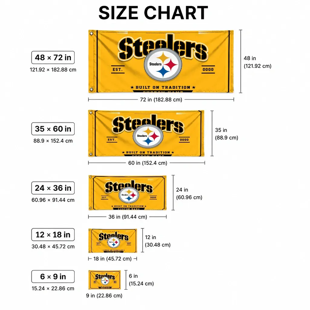 Pittsburgh Steelers House Flag Customized Ornate Border Gold High Quality Pittsburgh Steelers House Flag Customized Ornate Border Gold High Quality