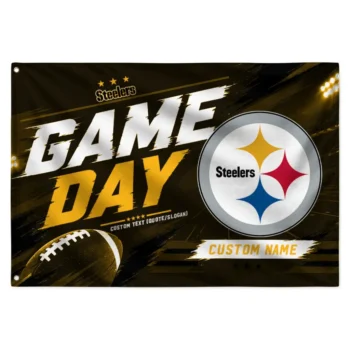 Pittsburgh Steelers House Flag Personalized Action Streaks Gold Best Selling