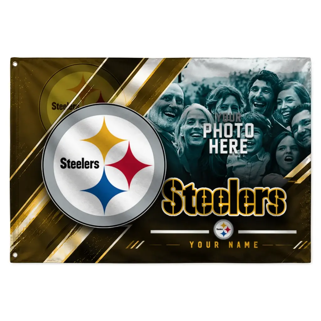 Pittsburgh Steelers House Flag Personalized Diagonal Stripes Gold Best Selling Pittsburgh Steelers House Flag Personalized Diagonal Stripes Gold Best Selling