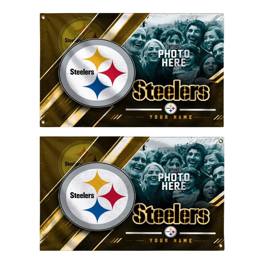 Pittsburgh Steelers House Flag Personalized Diagonal Stripes Gold Fashion Forward Pittsburgh Steelers House Flag Personalized Diagonal Stripes Gold Fashion Forward