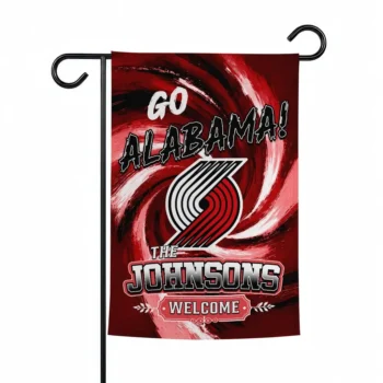Portland Trail Blazers Garden Flag Personalized Swirl Vortex Red Best Selling