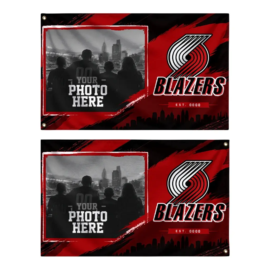 Portland Trail Blazers House Flag Custom Framed Photo Red Black Fashion Forward Portland Trail Blazers House Flag Custom Framed Photo Red Black Fashion Forward