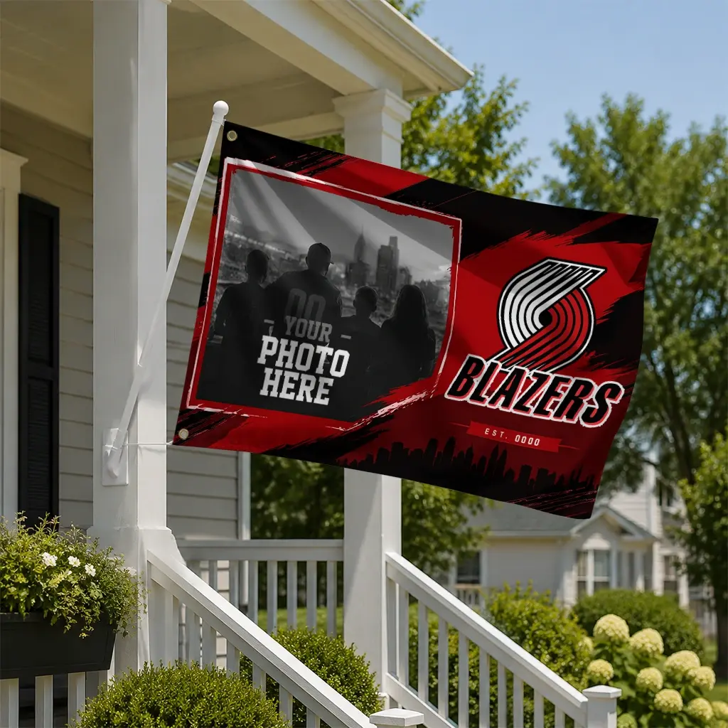Portland Trail Blazers House Flag Custom Framed Photo Red Black New Arrival Portland Trail Blazers House Flag Custom Framed Photo Red Black New Arrival