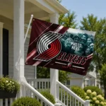 Portland Trail Blazers House Flag Personalized Diagonal Stripes Red Best Selling