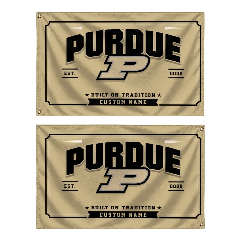 Purdue Boilermakers House Flag Customized Ornate Border Gold Fashion Forward Purdue Boilermakers House Flag Customized Ornate Border Gold Fashion Forward