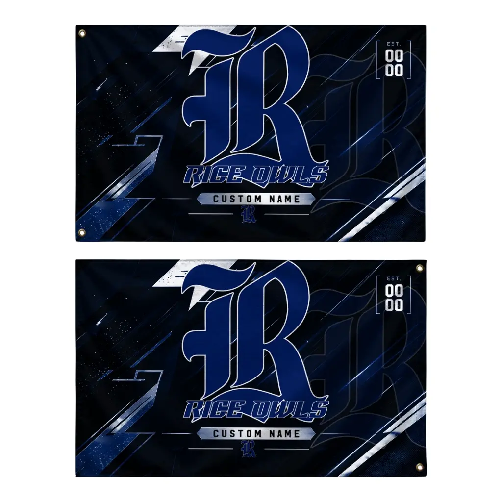 Rice Owls House Flag Custom Speed Slashes Navy Blue Fashion Forward Rice Owls House Flag Custom Speed Slashes Navy Blue Fashion Forward