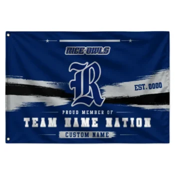 Rice Owls House Flag Customized Brushed Streaks Navy Blue Best Selling