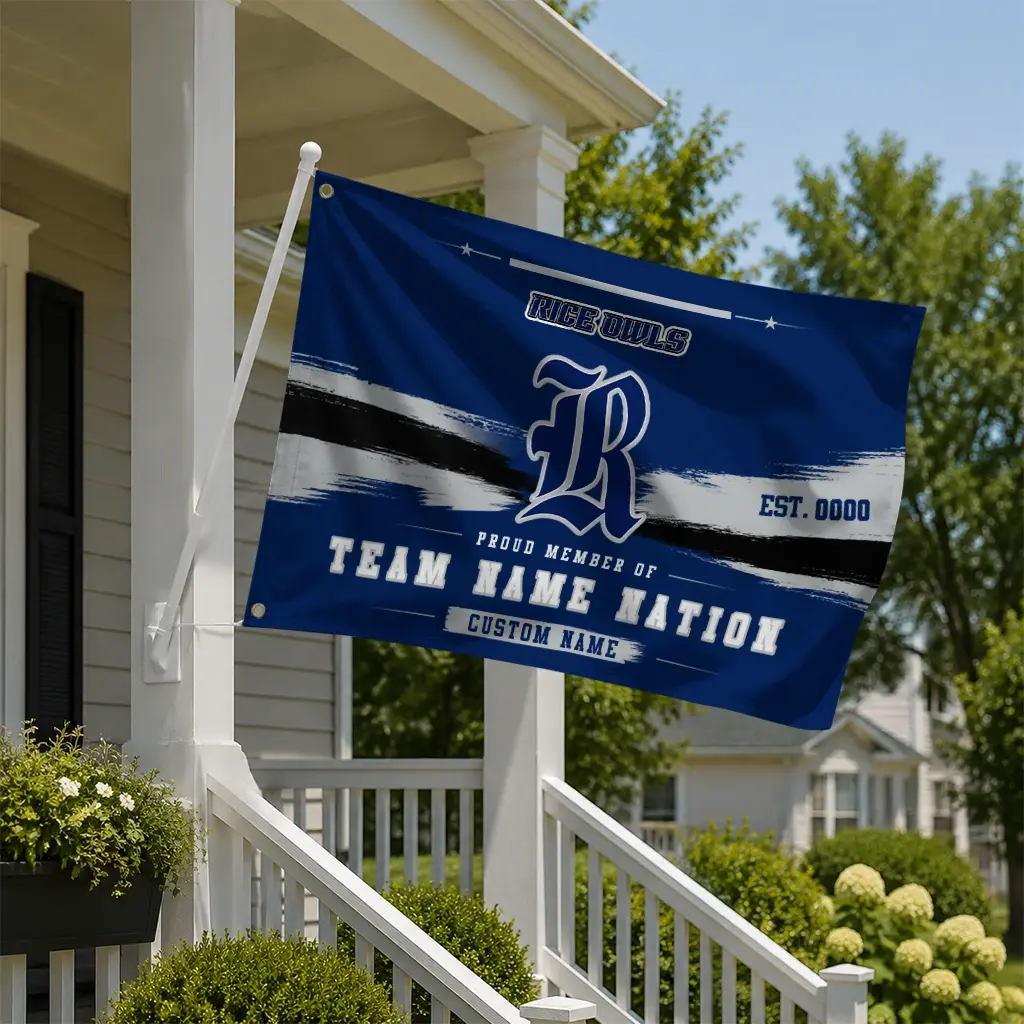 Rice Owls House Flag Customized Brushed Streaks Navy Blue New Arrival Rice Owls House Flag Customized Brushed Streaks Navy Blue New Arrival