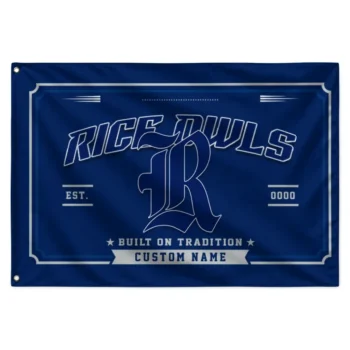 Rice Owls House Flag Customized Ornate Border Navy Blue Best Selling